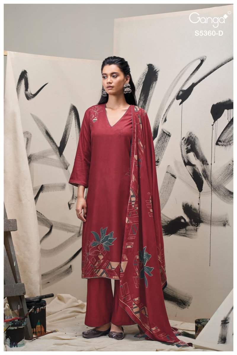 Berylia 5360 By Ganga Wool Pashmina Printed Dress Material